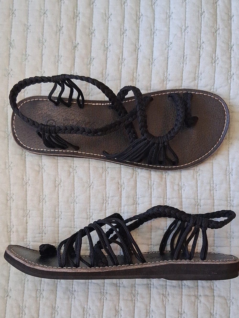Braided Strappy Women's Sandals in Black